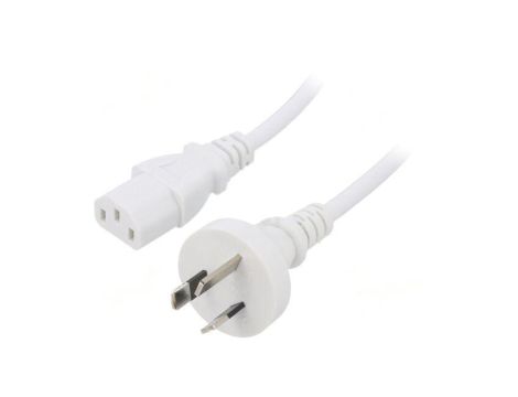 Kabel: 3x0,75mm2, AS/NZS 3112 (I) wtyk,IEC C13 żeński, 1,8m LT-423+501 H05VV-F 3X0.75 WHT 1.8M
