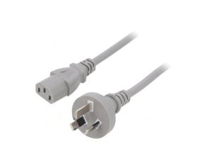 Kabel: 3x1mm2, AS/NZS 3112 (I) wtyk,IEC C13 żeński, 1m, 10A LT-423+501 H05VV-F 3X1.0 GRY 1M