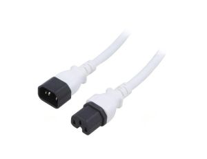 Kabel: 3x14AWG, IEC C14 męski,IEC C15 żeński, 5m, 15A LT-602+545 SJT 14/3 105C WHT 5M