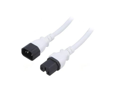 SN28-3/14/5.0WH Kabel: 3x14AWG, IEC C14 męski,IEC C15 żeński, 5m, 15A
