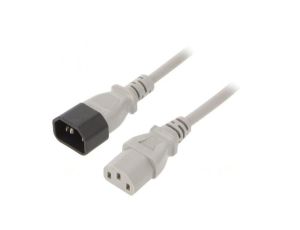 Kabel: 3x0,75mm2, IEC C13 żeński,IEC C14 męski, 1m LT-602+501 H05VV-F 0.75/3C GRY 1M