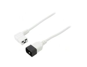 Kabel: 3x1,5mm2, IEC C19 żeński kątowy,IEC C20 męski, 1,8m LT-549R+550 H05VV-F 3X1.5 1.8M WHT