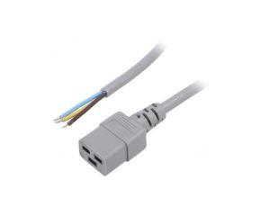 Kabel: 3x1,5mm2, IEC C19 żeński, Dł: 5m, 16A LT-549 H05VV-F 3X1.5 GRY 5M END ROJ