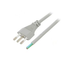 Kabel: 3x0,75mm2, CEI 23-50 (L) wtyk, 1,8m LT-319 3X0.75 GRAY 1.8M END CUT