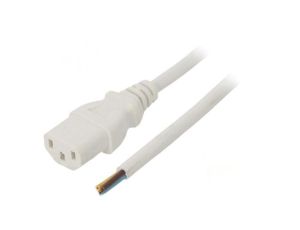 Kabel: 3x0,75mm2, IEC C13 żeński, 0,5m, 10A LT-501 H05VV-F 0.75/3C WHT 0.5M END