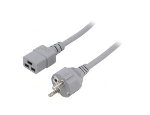 Kabel: 3x1,5mm2, CEE 7/7 (E/F) wtyk,IEC C19 żeński, 3m, 16A LT312+549 3X1.5 3.0M GRY