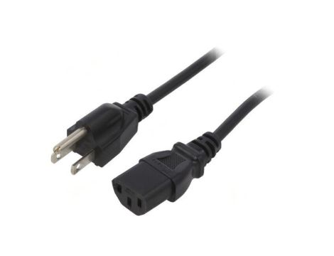 SN22-3/18/2BK Kabel: 3x18AWG, IEC C13 żeński,NEMA 5-15 (B) wtyk, 2m, 10A