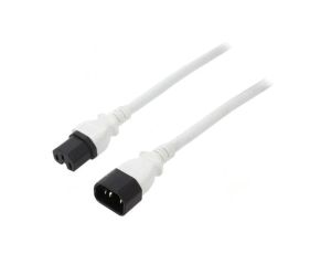 Kabel: 3x14AWG, IEC C14 męski,IEC C15 żeński, 1,8m LT-602+545 SJT 14/3 105C WHT 1.8M