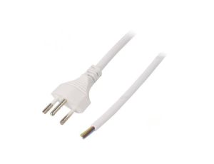 Kabel: 3x1mm2, przewody,SEV-1011 (J) wtyk, 1,8m, 10A LT-313 H05VV-F 3X1.0 WHT 1.8M END C