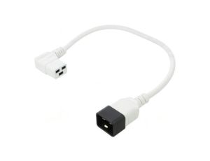 Kabel: 3x1,5mm2, IEC C19 żeński kątowy,IEC C20 męski, 0,5m LT-549R+550 H05VV-F 3X1.5 0.5M WHT