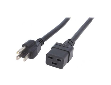 SN318-3/14/1.5BK Kabel: 3x14AWG, IEC C19 żeński,NEMA 5-15 (B) wtyk, 1,5m