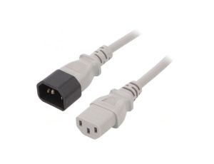 Kabel: 3x0,75mm2, IEC C13 żeński,IEC C14 męski, 0,5m LT-602+501 H05VV-F 0.75/3C GRY 0.5M