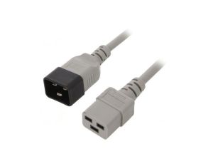 Kabel: 3x1,5mm2, IEC C19 żeński,IEC C20 męski, 0,5m LT-550+549 H05VV-F 1.5/3C GRY 0.5M