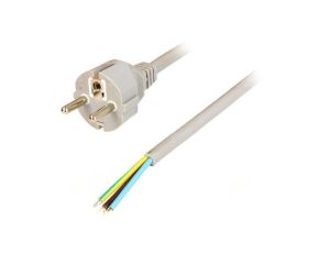 Kabel: 3x1,5mm2, CEE 7/7 (E/F) wtyk, 5m, 16A LT312 H05VV-F 3X1.5 5.0M GRY