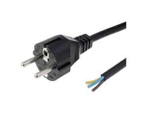 Kabel: 3x0,75mm2, CEE 7/7 (E/F) wtyk, 3m, 6A LT312 H05VV-F 3X0.75 3.0M BLK