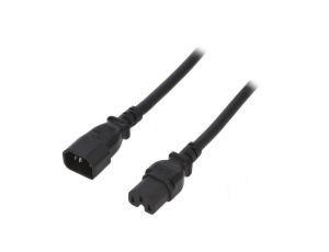 Kabel: 3x14AWG, IEC C14 męski,IEC C15 żeński, 1,8m LT-602+545 SJT 14/3 105C BLK 1.8M