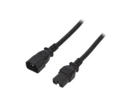 SN28-3/14/1.8BK Kabel: 3x14AWG, IEC C14 męski,IEC C15 żeński, 1,8m