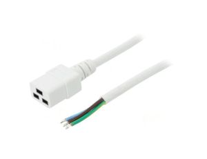 Kabel: 3x1,5mm2, IEC C19 żeński, Dł: 1,5m, 16A LT-549 H05VV-F 3X1.5 WHT 1.5M END R