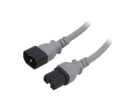 SN28-3/14/1.8GY Kabel: 3x14AWG, IEC C14 męski,IEC C15 żeński, 1,8m