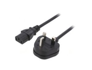 SN23-3/07/1BK Kabel: 3x0,75mm2, BS 1363 (G) wtyk,IEC C13 żeński, 1m, 3A