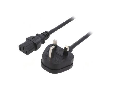 SN23-3/07/1BK Kabel: 3x0,75mm2, BS 1363 (G) wtyk,IEC C13 żeński, 1m, 3A