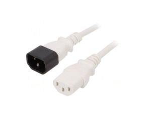 Kabel: 3x0,75mm2, IEC C13 żeński,IEC C14 męski, 1,8m LT-602+501 H05VV-F 0.75/3C WHT 1.8M