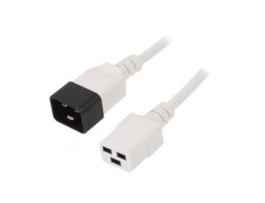 Kabel: 3x1,5mm2, IEC C19 żeński,IEC C20 męski, 1,8m LT-550+549 H05VV-F 1.5/3C WHT 1.8M