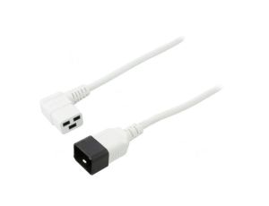 Kabel: 3x1,5mm2, IEC C19 żeński kątowy,IEC C20 męski, 3m LT-549R+550 H05VV-F 3X1.5 3M WHT