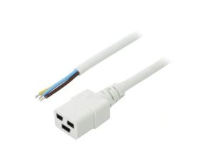 Kabel: 3x1,5mm2, IEC C19 żeński, Dł: 5m, 16A LT-549 H05VV-F 3X1.5 WHT 5M END ROJ