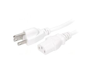 Kabel: 3x18AWG, IEC C13 żeński,NEMA 5-15 (B) wtyk, 5m LT-202+501 SVT 18/3 105C WHT 5M