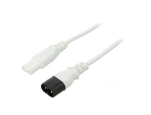 Kabel: 2x0,75mm2, IEC C7 żeński,IEC C8 męski, 5m, 2,5A LT503+538 H03VVH2-F 2X0.75 5M WHT