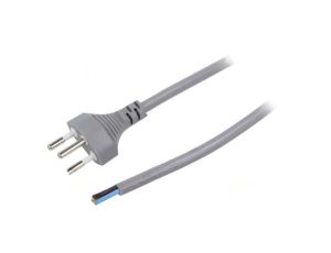 Kabel: 3x1mm2, przewody,SEV-1011 (J) wtyk, 5m, 10A LT-313 H05VV-F 3X1.0 GRY 5M END CUT