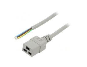 Kabel: 3x1,5mm2, IEC C19 żeński, Dł: 2m, 16A LT-549 H05VV-F 3X1.5 GRY 2M END ROJ