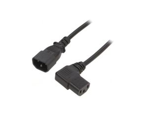 Kabel: 3x0,75mm2, IEC C13 żeński kątowy prawy,IEC C14 męski LT-602+511R H05VV-F 3X0.75 BLK 1.8M