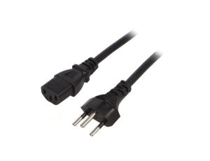 Kabel: 3x1mm2, IEC C13 żeński,SEV-1011 (J) wtyk, 1,8m, 10A LT-313+501 H05VV-F 3X1.0 BLK 1.8M