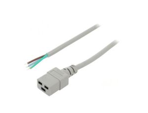 Kabel: 3x1,5mm2, IEC C19 żeński, Dł: 1,5m, 16A LT-549 H05VV-F 3X1.5 GRY 1.5M END R