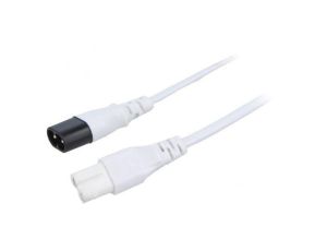 Kabel: 2x0,75mm2, IEC C7 żeński,IEC C8 męski, 3m, 2,5A LT503+538 H03VVH2-F 2X0.75 3M WHT