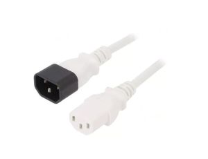 Kabel: 3x0,75mm2, IEC C13 żeński,IEC C14 męski, 0,5m LT-602+501 H05VV-F 0.75/3C WHT 0.5M