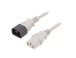 Kabel: 3x0,75mm2, IEC C13 żeński,IEC C14 męski, 1,8m LT-602+501 H05VV-F 0.75/3C GRY 1.8M