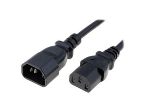 Kabel: 3x0,75mm2, IEC C13 żeński,IEC C14 męski, 1m LT501+602 H05VV-F 3X0.75 BLK 1.0M