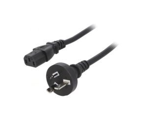 Kabel: 3x1mm2, AS/NZS 3112 (I) wtyk,IEC C13 żeński, 1m, 10A LT-423+501 H05VV-F 3X1.0 BLK 1M