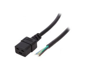 Kabel: 3x1,5mm2, IEC C19 żeński, Dł: 2m, 16A LT-549 H05VV-F 3X1.5 BLK 2M END ROJ