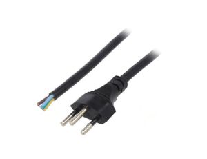 Kabel: 3x1mm2, przewody,SEV-1011 (J) wtyk, 3m, 10A LT-313 H05VV-F 3X1.0 BLK 3M END CUT