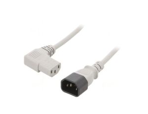 Kabel: 3x1mm2, IEC C13 żeński kątowy prawy,IEC C14 męski LT-602+511R H05VV-F 3X1.0 GRAY 1.8M
