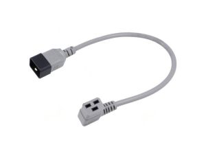 Kabel: 3x1,5mm2, IEC C19 żeński kątowy,IEC C20 męski, 0,5m LT-549R+550 H05VV-F 3X1.5 0.5M GRY
