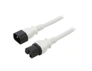 Kabel: 3x14AWG, IEC C14 męski,IEC C15 żeński, 1m, 15A LT-602+545 SJT 14/3 105C WHT 1M