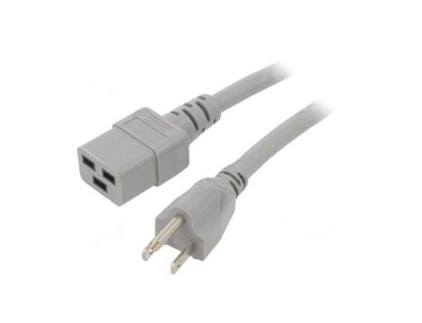 SN318-3/14/3.0GY Kabel: 3x14AWG, IEC C19 żeński,NEMA 5-15 (B) wtyk, 3m