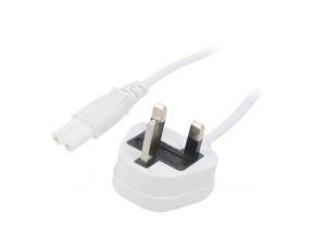 SN38-2/07/1.8WH Kabel: 2x0,75mm2, BS 1363 (G) wtyk,IEC C7 żeński, 1,8m, 3A