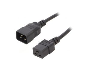 Kabel: 3x1,5mm2, IEC C19 żeński,IEC C20 męski, 3m LT-550+549 H05VV-F 1.5/3C BLK 3M