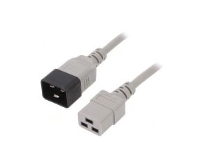 Kabel: 3x1,5mm2, IEC C19 żeński,IEC C20 męski, 1m, 16A LT-550+549 H05VV-F 1.5/3C GRY 1M